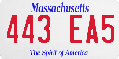 MA license plate 443EA5