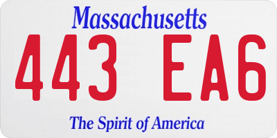MA license plate 443EA6
