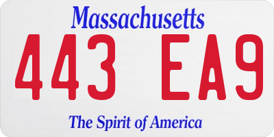 MA license plate 443EA9
