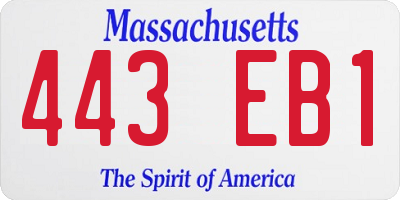 MA license plate 443EB1