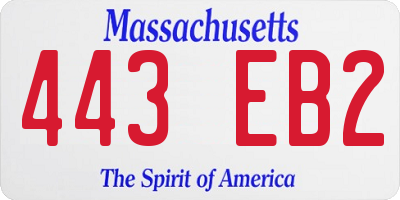 MA license plate 443EB2