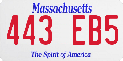 MA license plate 443EB5