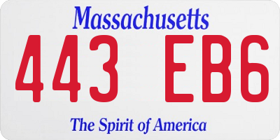 MA license plate 443EB6
