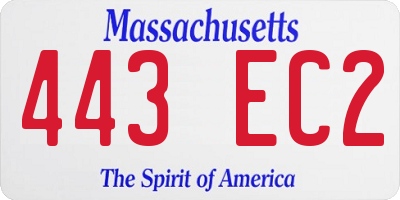 MA license plate 443EC2
