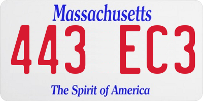 MA license plate 443EC3