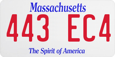 MA license plate 443EC4
