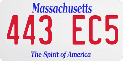 MA license plate 443EC5