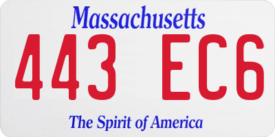 MA license plate 443EC6
