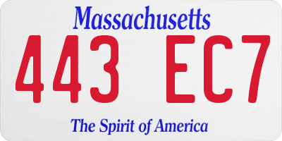 MA license plate 443EC7