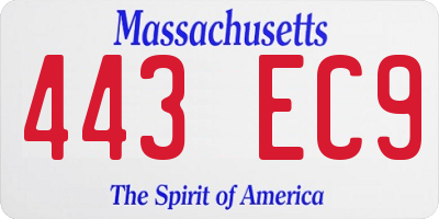 MA license plate 443EC9