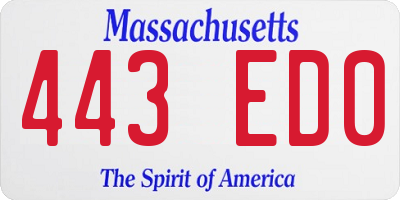MA license plate 443ED0
