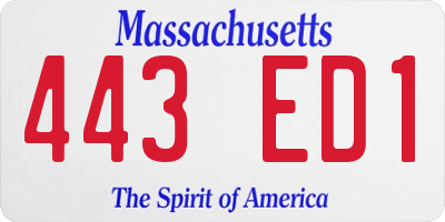 MA license plate 443ED1
