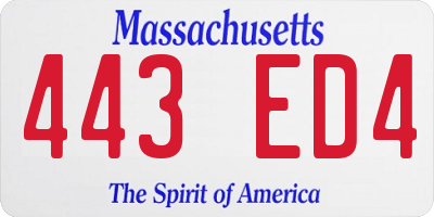MA license plate 443ED4
