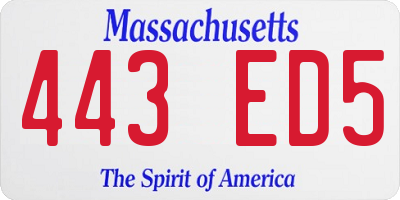MA license plate 443ED5