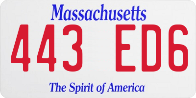 MA license plate 443ED6