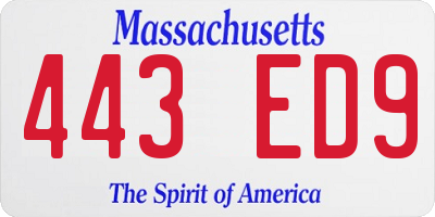 MA license plate 443ED9