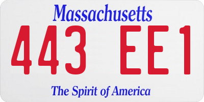 MA license plate 443EE1