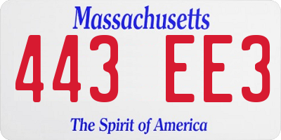 MA license plate 443EE3
