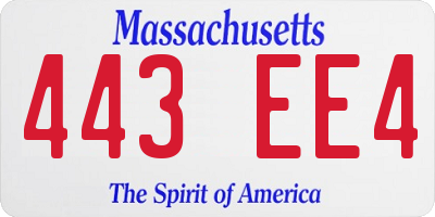MA license plate 443EE4