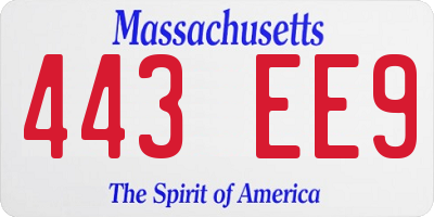 MA license plate 443EE9
