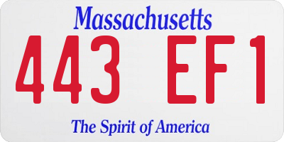 MA license plate 443EF1