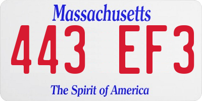 MA license plate 443EF3