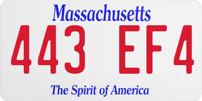 MA license plate 443EF4