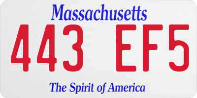 MA license plate 443EF5