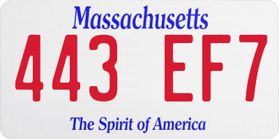 MA license plate 443EF7