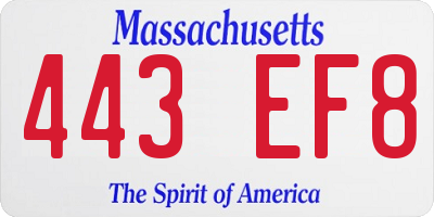 MA license plate 443EF8