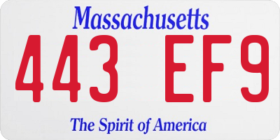 MA license plate 443EF9