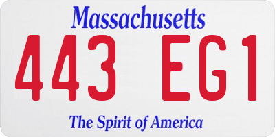 MA license plate 443EG1