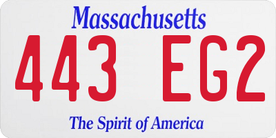 MA license plate 443EG2