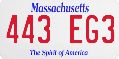MA license plate 443EG3