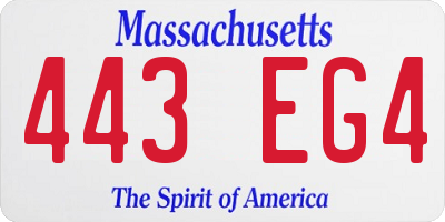 MA license plate 443EG4