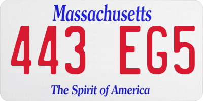 MA license plate 443EG5
