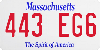 MA license plate 443EG6