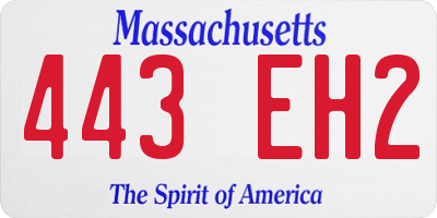 MA license plate 443EH2