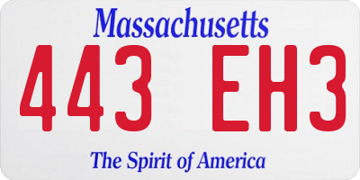 MA license plate 443EH3