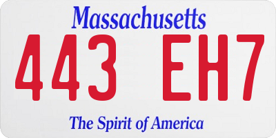 MA license plate 443EH7