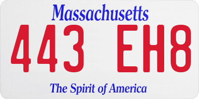 MA license plate 443EH8