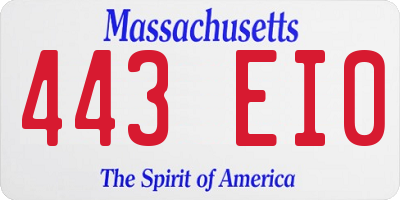 MA license plate 443EI0