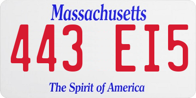 MA license plate 443EI5