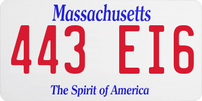 MA license plate 443EI6