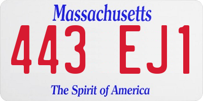MA license plate 443EJ1