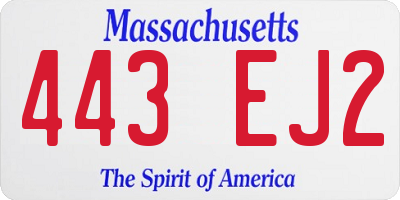 MA license plate 443EJ2