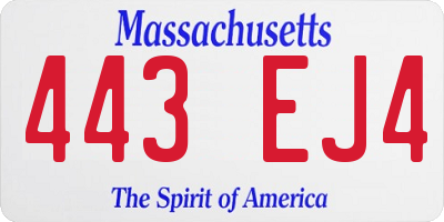 MA license plate 443EJ4