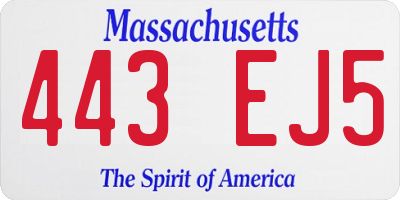 MA license plate 443EJ5