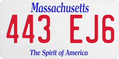 MA license plate 443EJ6