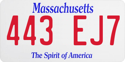 MA license plate 443EJ7
